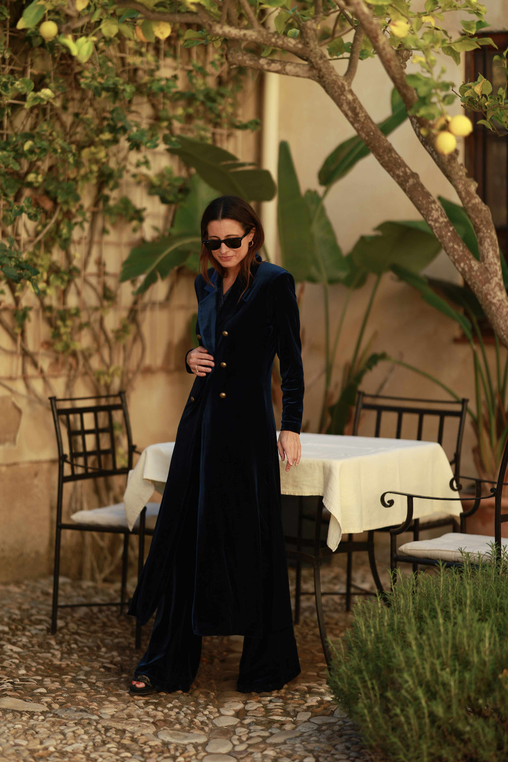 LEVITA BOTONES TERCIOPELO AZUL